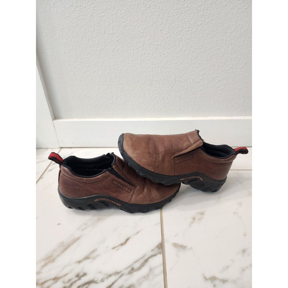 Merrell Brown Leather Men's/Boys Jungle Moc Slip-On Shoes - Size Youth 5